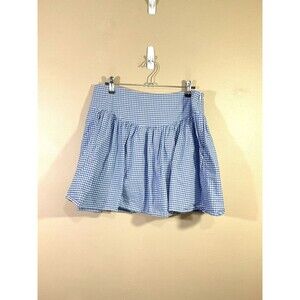 VTG Necessary Objects Gingham A-Line Skirt L Blue 90s Country Western Cottage